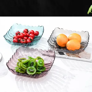 Piatto di frutta in plastica trasparente vassoio per snack ondulato ciotola caramelle casa