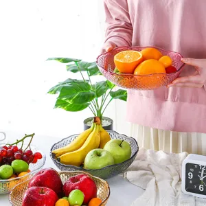 Kristalltransparente kreative Obstschale, runder Snackteller aus europäischem PS-Material für Zuhause.