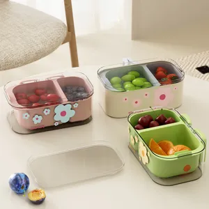 Double-layer drain fruit box snack storage container with lid home living room
