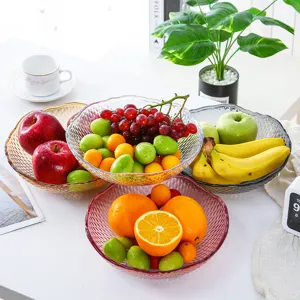 Bunte transparente Kunststoff Obstschale kreative moderne gepraegte runde Snackschale Tisch