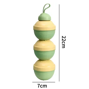 Tragbarer 3-Schichten Babymilchpulver Spender, stapelbare Vorratsbox für Kinder 22cm
