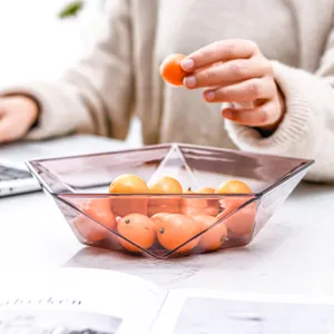 Transparente violette Obstschale geometrisch Bonbonteller moderne Deko Snack Schüssel