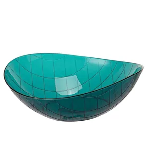 Bol de fruits en plastique transparent créatif nordique, plat à collation grille asymétrique