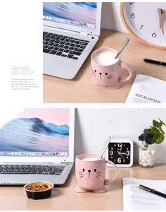 Creative cartoon plastic mouthwash cup for kids and couples, cute pink toothbrush holder design.