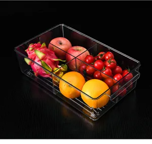 Transparent refrigerator storage box plastic food organizer kitchen bin with compartments