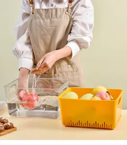 Doppelte Schicht Kunststoff Gemüse Waschkorb und Abtropfbecken für Küchenfruchtlagerung.