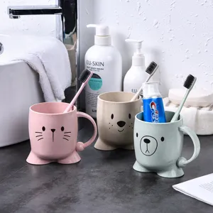 Plastic Creative Cartoon Mouthwash Cup Children Toothbrush Cup Cute Animal Design Drinking Water Cup Home Bathroom Tumbler
