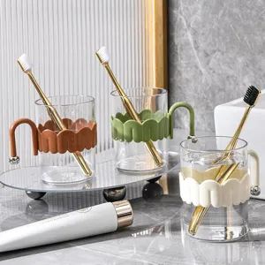 Light Luxury Minimalist Plastic Mouthwash Cup Transparent Bathroom Toothbrush Storage Cup Couple Gargle Cup