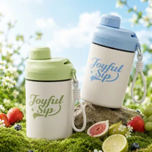 Bouteille d'Eau Portable en Verre Borosilicaté et Plastique Avec Couvercle Sangle Tasse Gobelet de Voyage Mignon pour Usage Quotidien