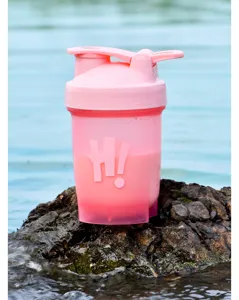Draagbare roze shaker beker voor fitness en sport eiwitpoeder mengen met deksel 350ml