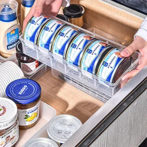 Transparent plastic drawer storage organizer with compartments for kitchen and cosmetics.