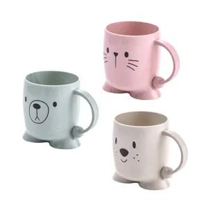 Cute cartoon animal plastic toothbrush cup, creative washing mug for kids and couples.