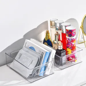 Boîte de rangement en plastique transparent pour livres et bureau, organisateur clair.