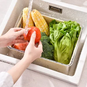 Doppelter Gemüseraschierkorb Küchen Plastik Obst Abtropfbehälter Hauptproduktansicht
