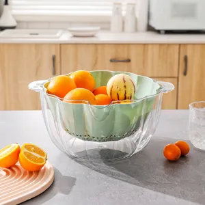 Cestello di scarico a doppio strato in plastica ciotola per lavare la frutta cucina