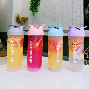 Large Capacity Portable Sports Shaker Bottle 500ml Plastic Protein Powder Cup With Scale And Mixing Ball For Fitness Gym