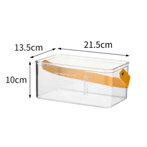 Cestino portaoggetti trasparente in plastica con manico giallo, organizzatore 21.5cm