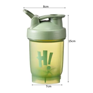 Draagbare plastic shaker fles 350ml voor fitness proteïne shake en drankjes groen