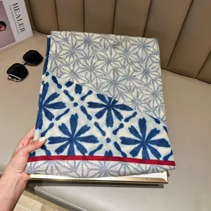 Women scarf shawl printed cotton linen long beach sunscreen floral fashion accessories