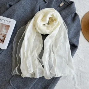 Damen Wolle Seide Mischung Schal Leichter Sonnenschutz Shawl Langer Eleganter Casual Tägliche Mode Schal