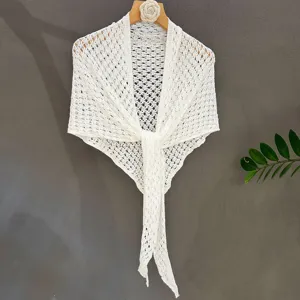 Women's Knitted Sequin Shawl Lightweight Sun Protection Scarf Elegant Triangular Cape For Summer Daily