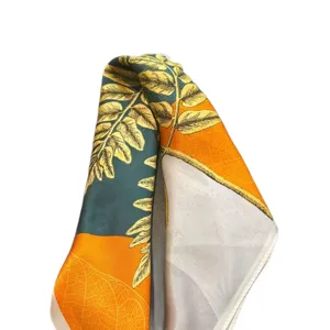 Silk square scarf for women 100% mulberry silk 53cm botanical print elegant neckerchief main view.
