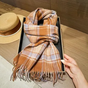 Inverno Caldo A Quadri Sciarpa Imitazione Cashmere Nappa Lunga Sciarpa Versatile Classico Moda Casual Collo Sciarpa Per Donne
