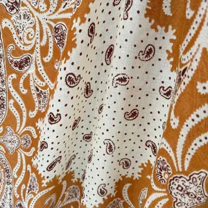 French retro paisley silk scarf for women, fashionable versatile elegant ribbon scarf.
