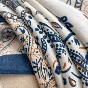 90cm Fischgrät Blumen Print Schal Damen Modisch Quadratisches Tuch Detailansicht