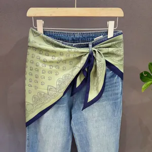 Women silk feel bandana triangular scarf paisley print fashion neckerchief stylish hair wrap