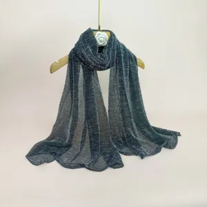 Close-up view of shimmering metallic pleated scarf detail, elegant fabric texture display