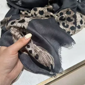 Women vintage leopard print scarf soft elegant lightweight shawl for summer fashion.