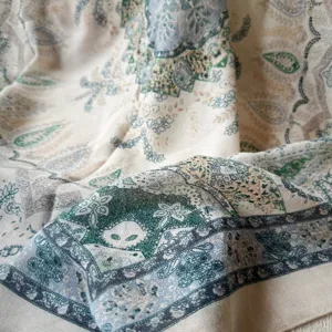 Écharpe cachemire ethnique rétro en coton et lin pour femmes, châle élégant automne hiver.