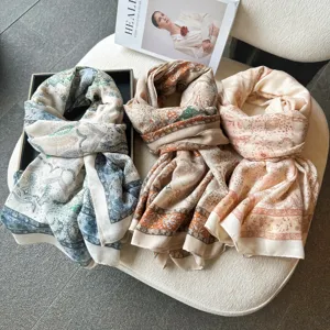 Femmes Automne Hiver Rétro Ethnique Paisley Écharpe Mode Polyve Léger Châle Polyester Serviette de Plage Protection Solaire