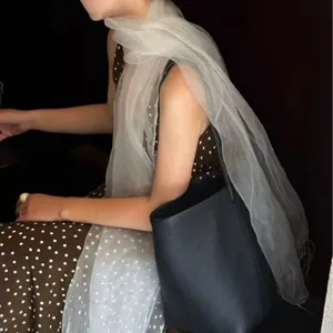 Elegant white sheer mesh scarf shawl for women, lightweight summer travel beach wrap.