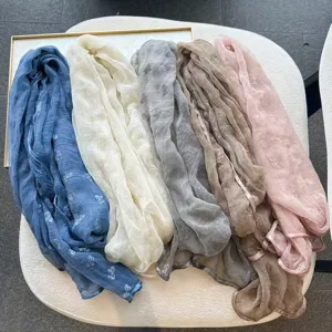 Women lightweight breathable sun protection scarf spring autumn versatile bow print shawl