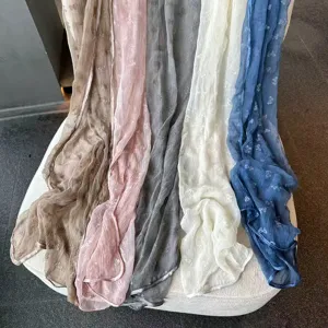 Lightweight bow print sheer scarf detail, versatile spring summer shawl in multiple colors.