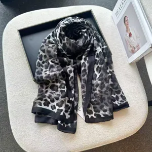 New European and American leopard print cotton linen shawl versatile sunscreen scarf