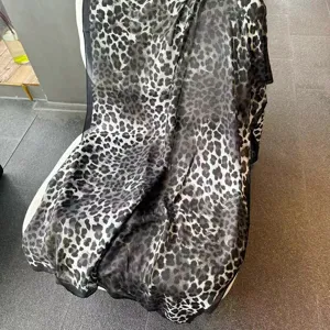 Leopard print scarf shawl for women, stylish two-tone lightweight beach sun protection wrap.