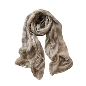 Lightweight breathable women sun protection scarf with delicate bow embroidery for spring