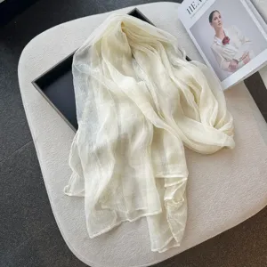 Solid color crinkled nylon lightweight breathable scarf for women autumn and winter daily wear