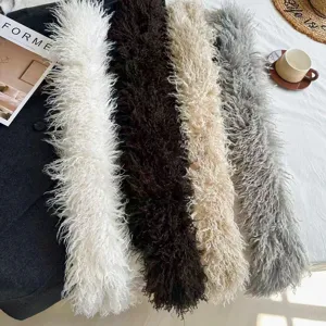 Winter thick curly faux sheep wool scarf warm plush neck warmer unisex fashion collar