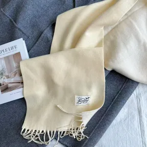 Women's imitation cashmere winter scarf tassel beige elegant warm fashion neck wrap chic