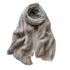 Solid color breezy oversized nylon slub scarf, lightweight and breathable for autumn winter.