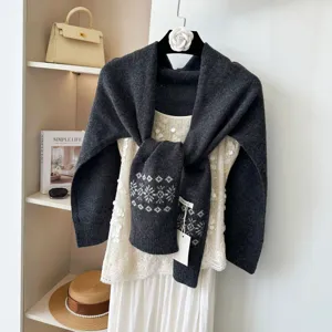 Korean style pure wool vintage knit jacquard shawl vest women autumn winter warm outer wear