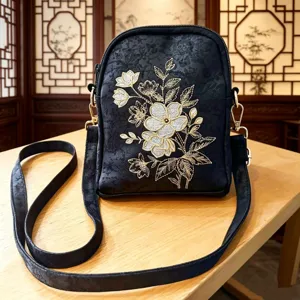 Chinese Style Embroidered Shell Bag Women Crossbody Bag Vintage Floral Shoulder Bag Casual Daily Handbag