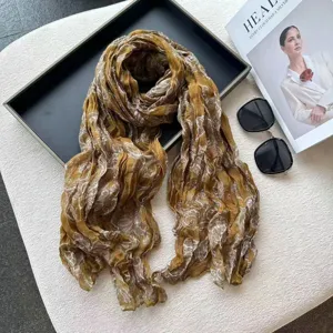 Vintage paisley cotton linen long scarf for women, soft cozy autumn winter fashion neck wrap shawl.