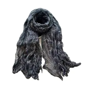 Vintage cotton linen paisley print long scarf soft autumn winter warm shawl for women
