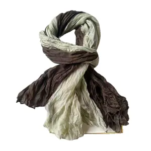 Fashion color-blocked pleated scarf for women, chic autumn winter versatile shawl wrap.