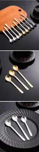 Stainless steel coffee spoons matte long handle dessert stirring spoons set of tableware